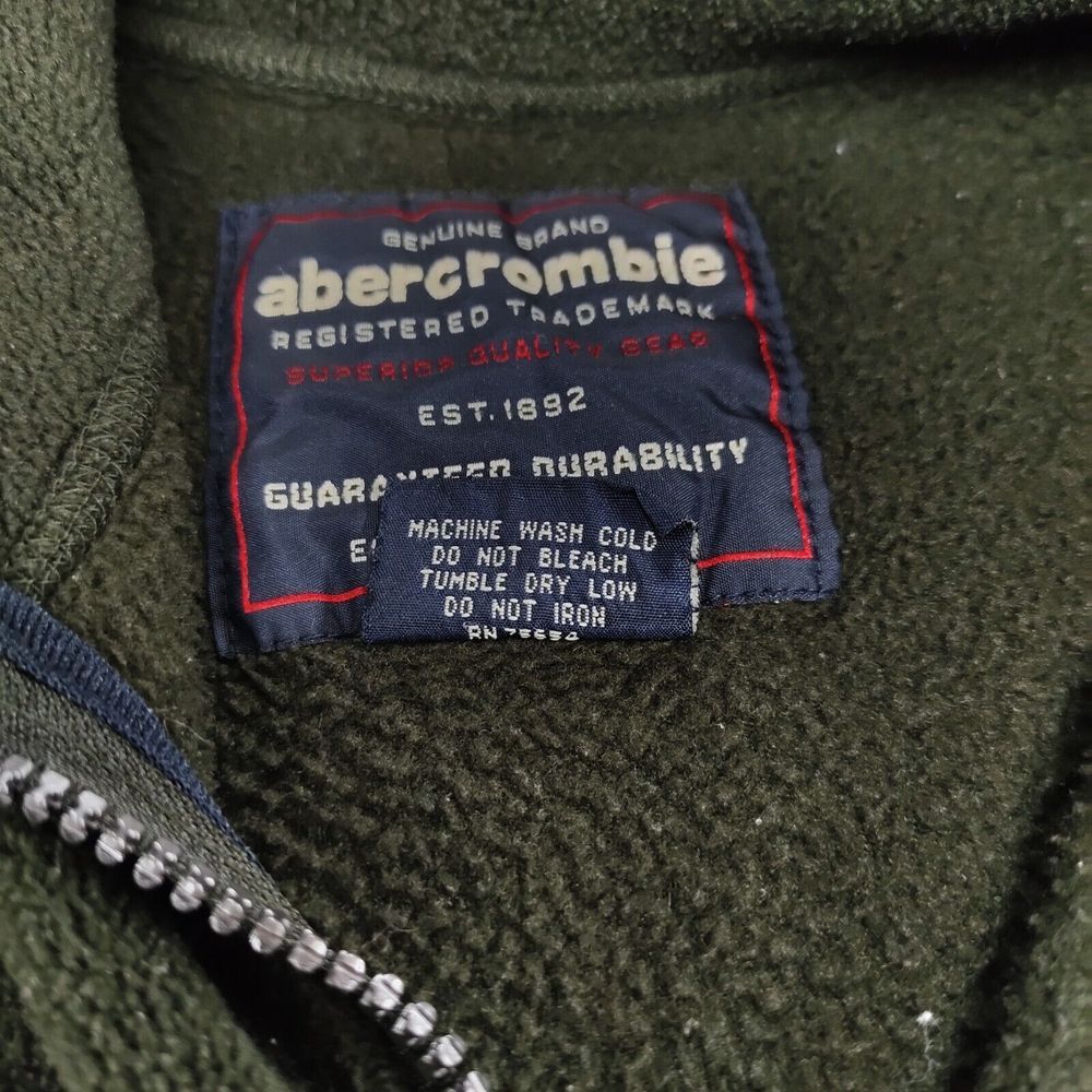 Vtg Abercrombie & Fitch Fleece Vest Mens XL Olive Green Full Zip Spellout - Picture 12 of 16